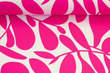 Viskose Webware "Hojas", lillesol & pelle, Swafing, pink, weiß, 0,5 m